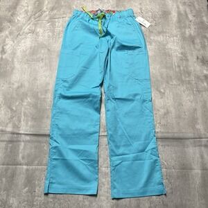 Vera Bradley Scrub Set Women's Size Small Blue Pants V-Neck Short Sleeve Petites